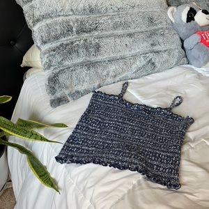 Cute pattern top. Spaghetti strap crop top.